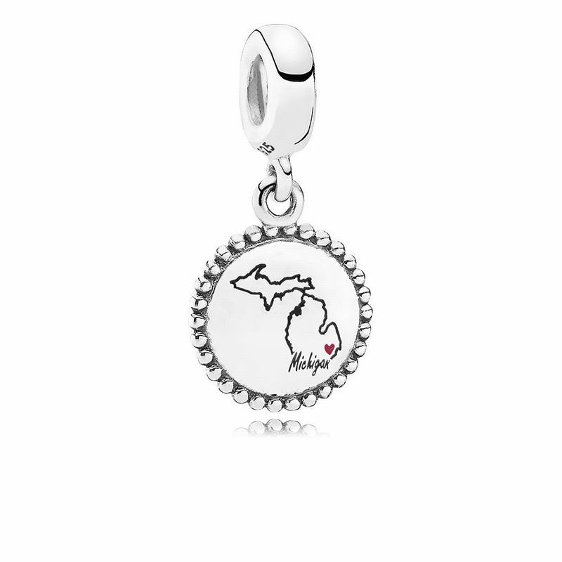 Pandora Michigan State Heart Charm Ireland - Sterling Silver/Enamel/Black - 238795XQV